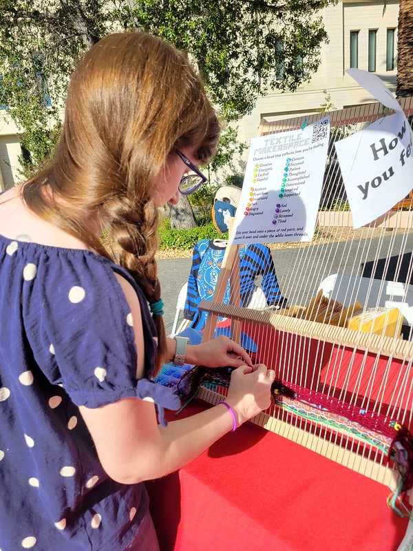 Textile Makerspace guestbook loom at the JEDI fair