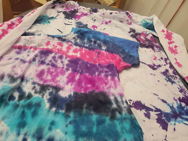 Resulting tie-dyed shirts