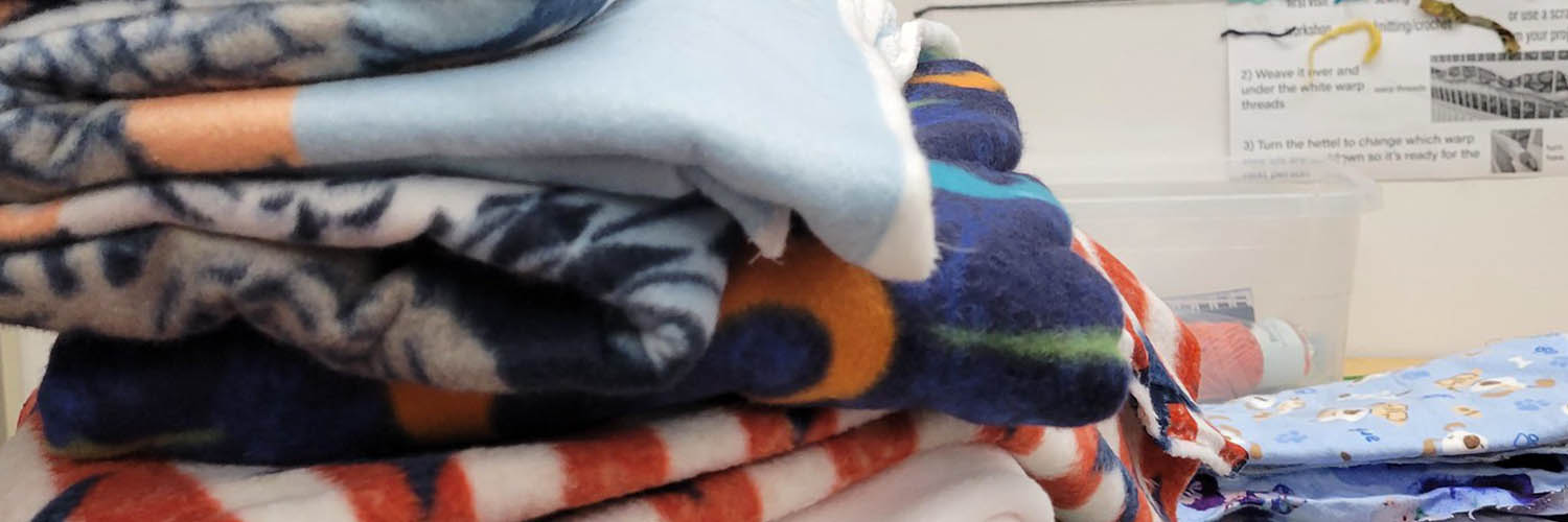 Textile Makerspace hosts a blanketmaking volunteer activity Textile